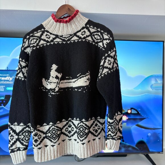 Vintage Hand Knit Ralph Lauren Sailing Yacht Canoe Knit Sweater Lodge Womens - Picture 10 of 12